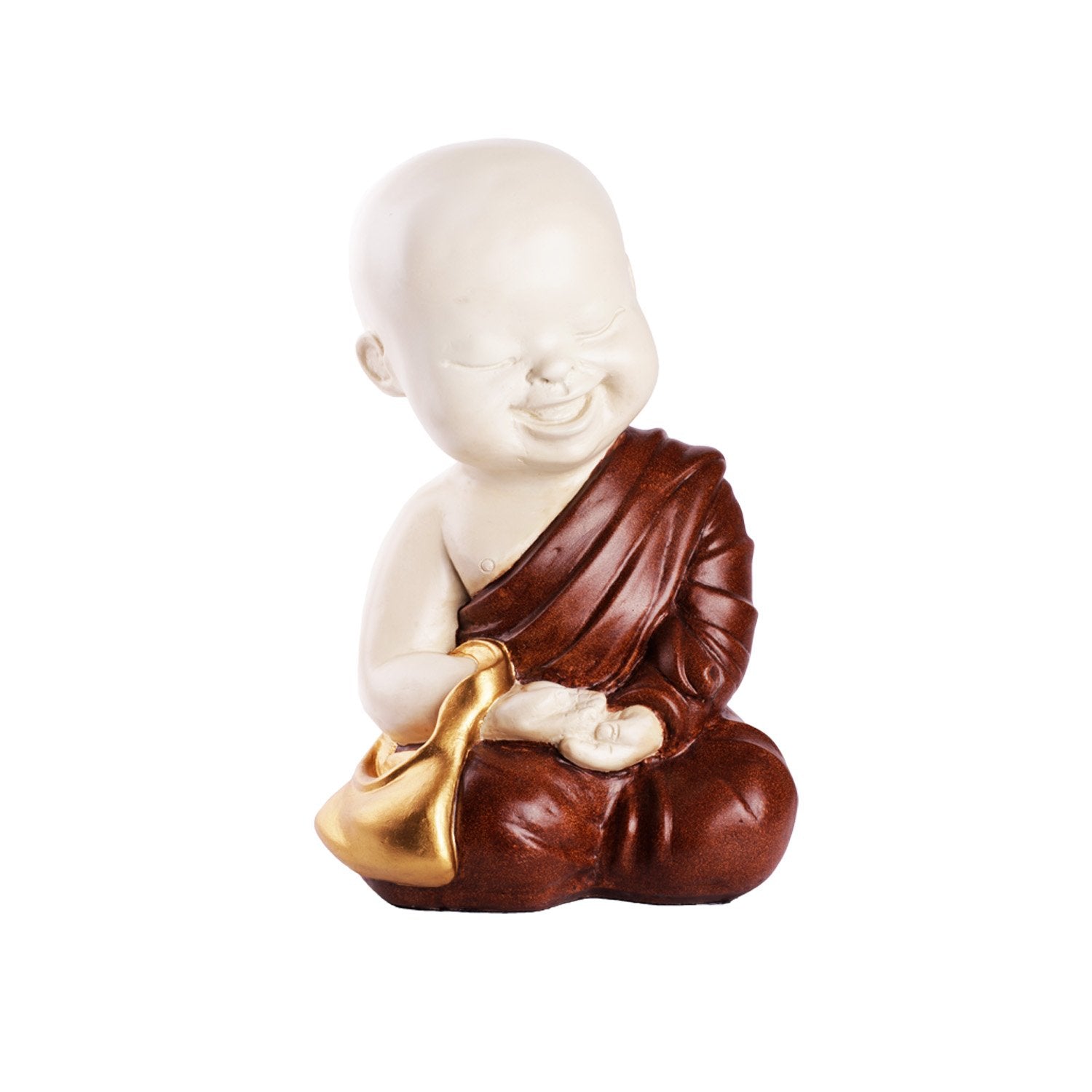 Contemplating Baby Monk - Large Brown in Composite Marble