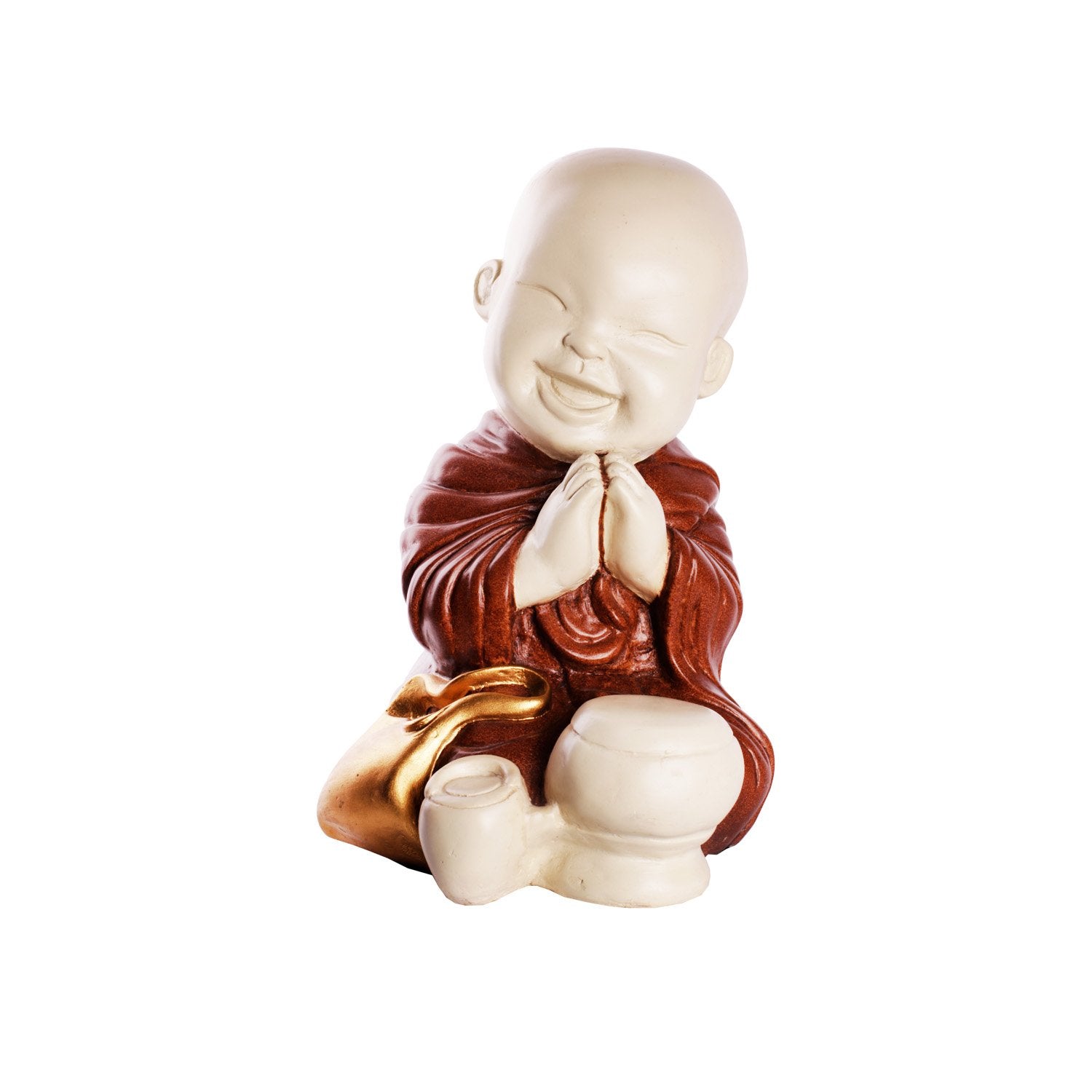 Praying Baby Monk - Large Brown in Composite Marble