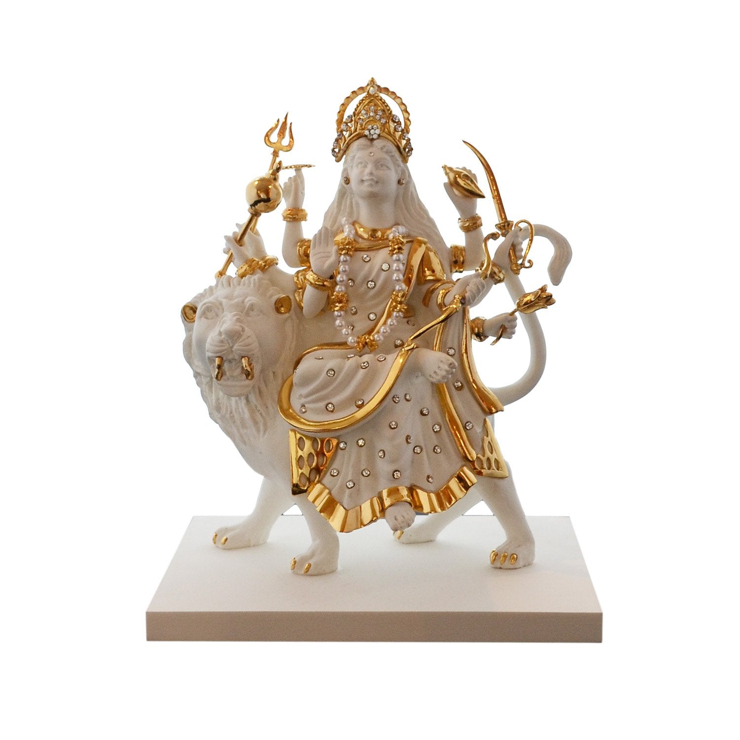 Sheravali Mata Idol -  White in Resin and Gold Plated