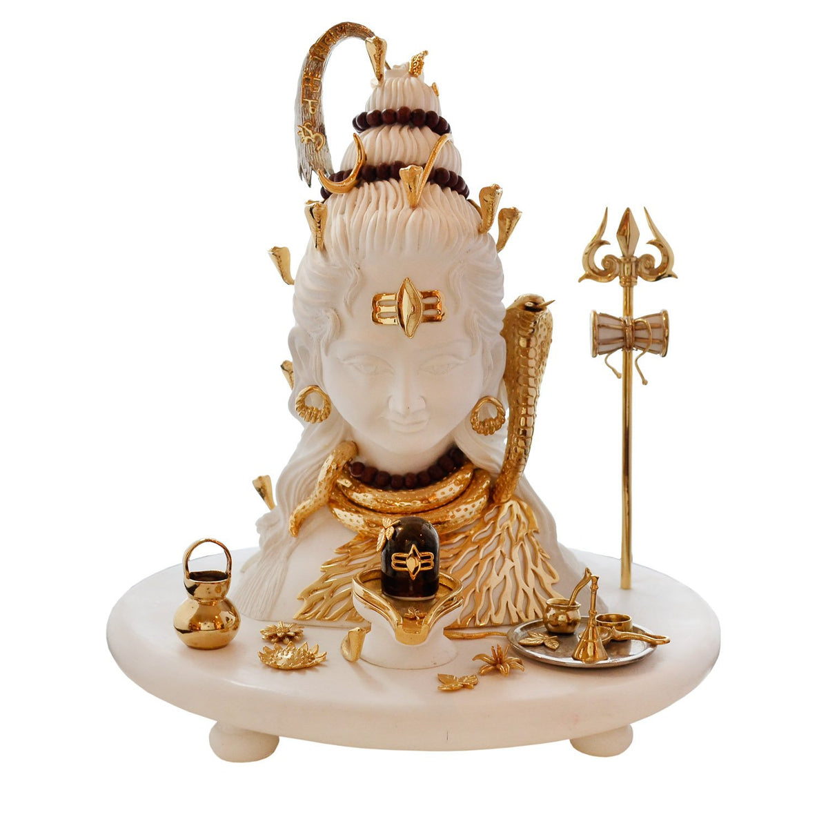 Shiv Ji Idol - White in Resin and Gold Plated