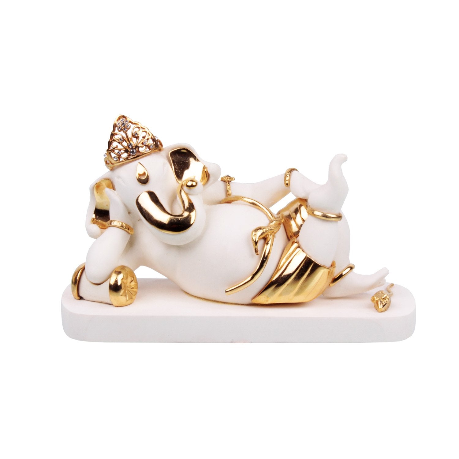 Shurpa Karna Ganesh Idol - White in Resin and Gold Plated