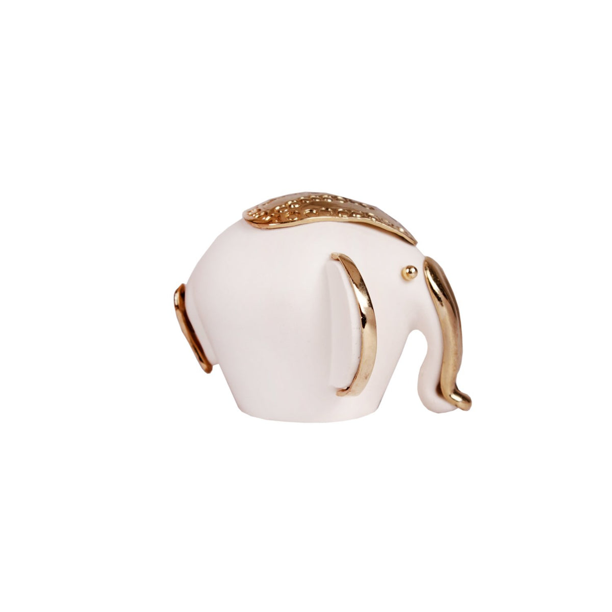 Elephant - Small White in Resin and Gold Plated