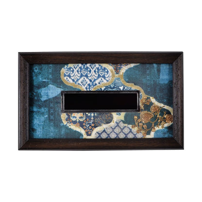 Odyssey Jharokha Tissue Box Cover - Blue in Wood and Glass