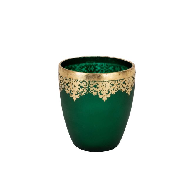 Glass Votive with Gold Printing